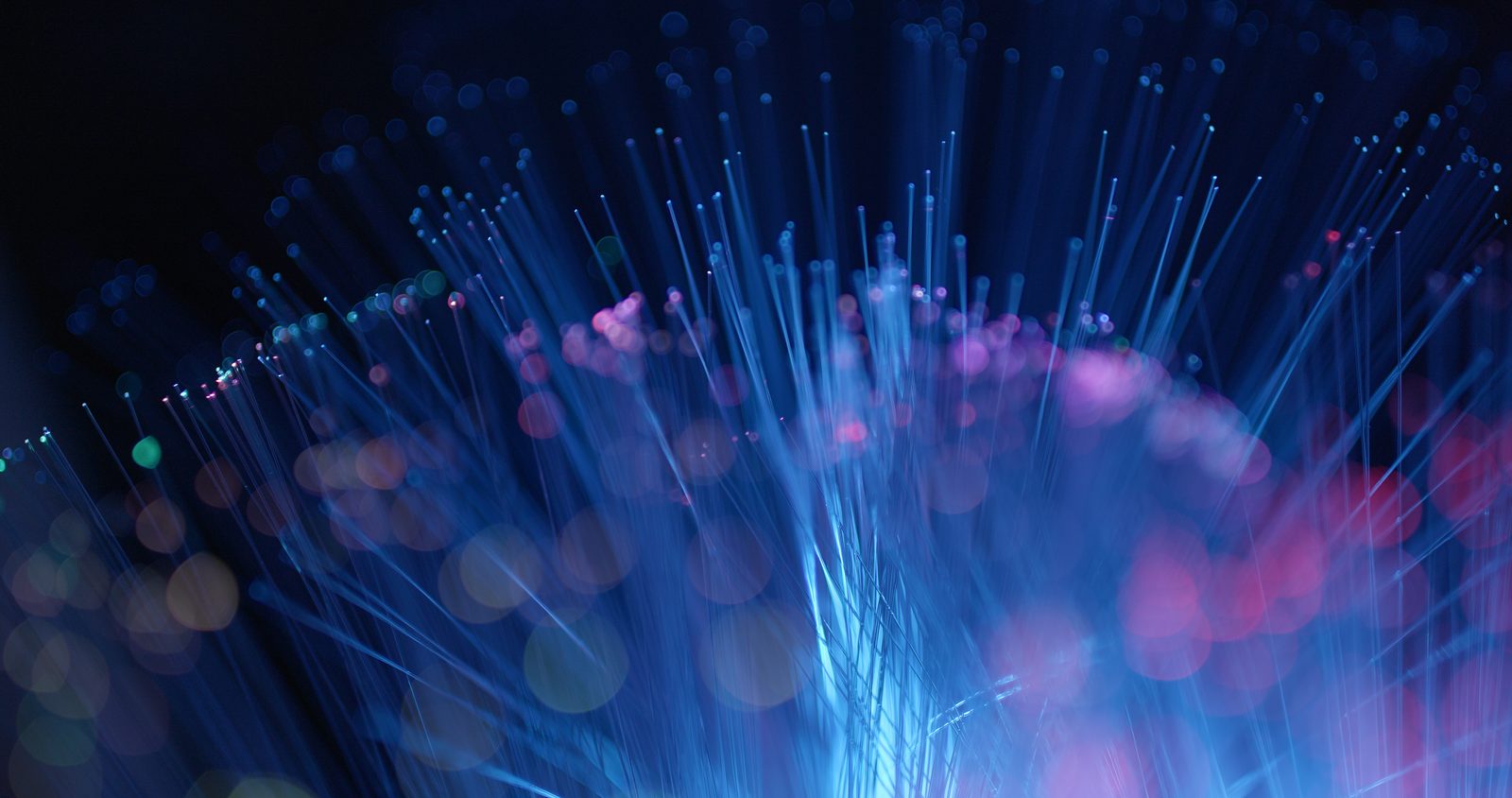 Abstract fiber optics against a dark background
