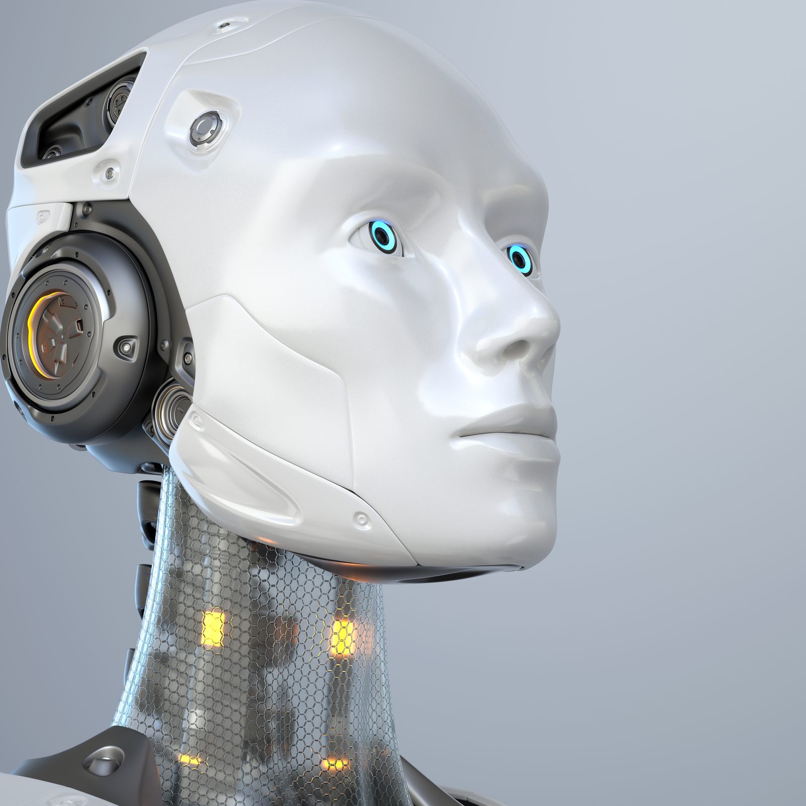 Android head and shoulders with metallic details