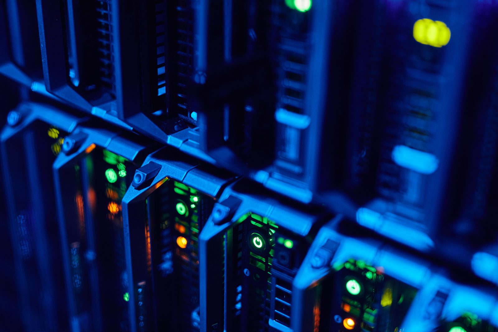 Blade servers close up