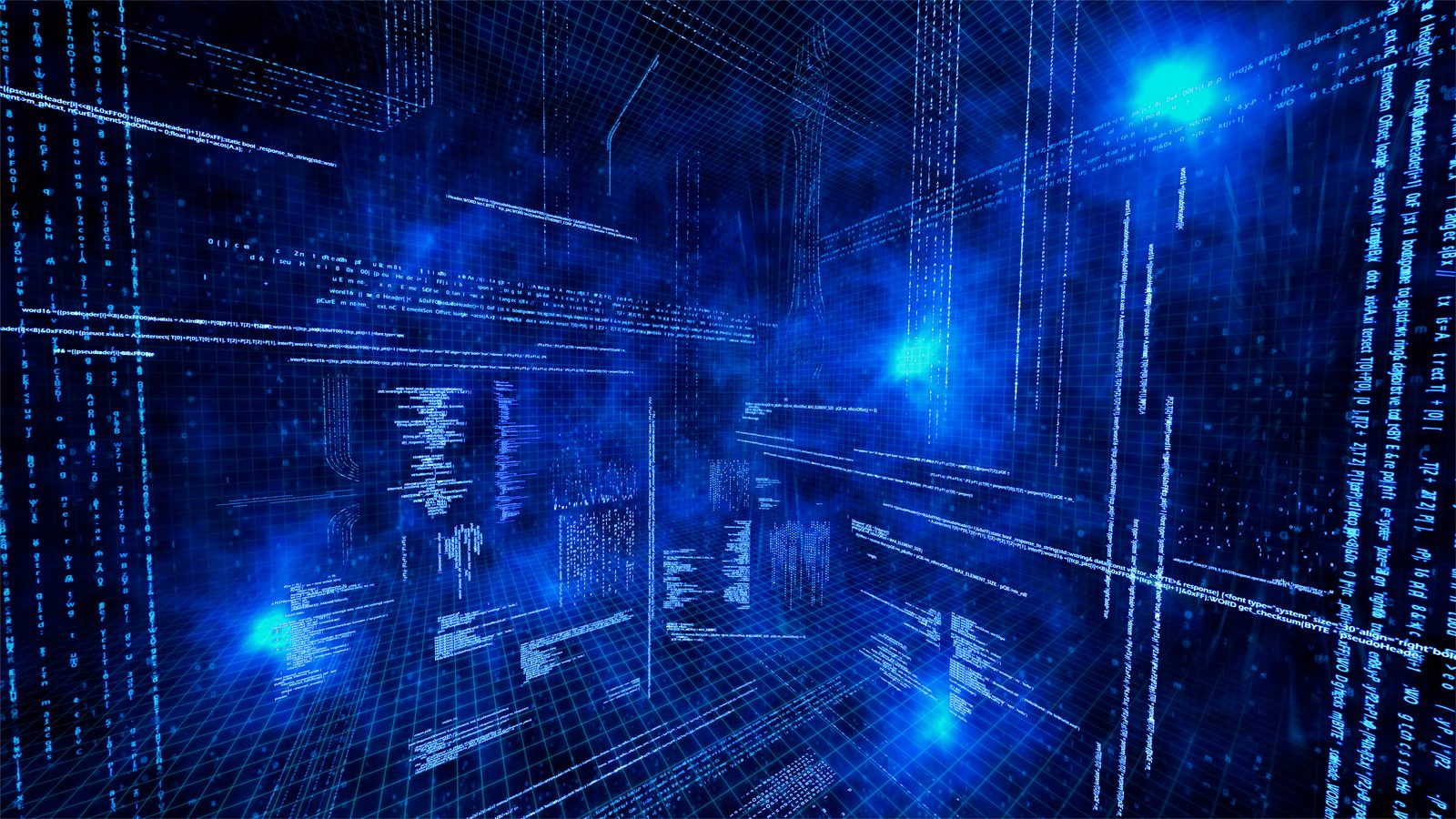 Abstract streams of blue data light