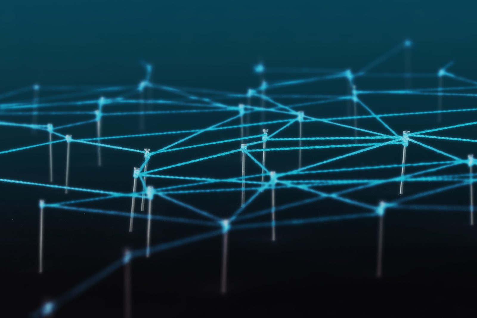 An abstract network of blue lines and nodes