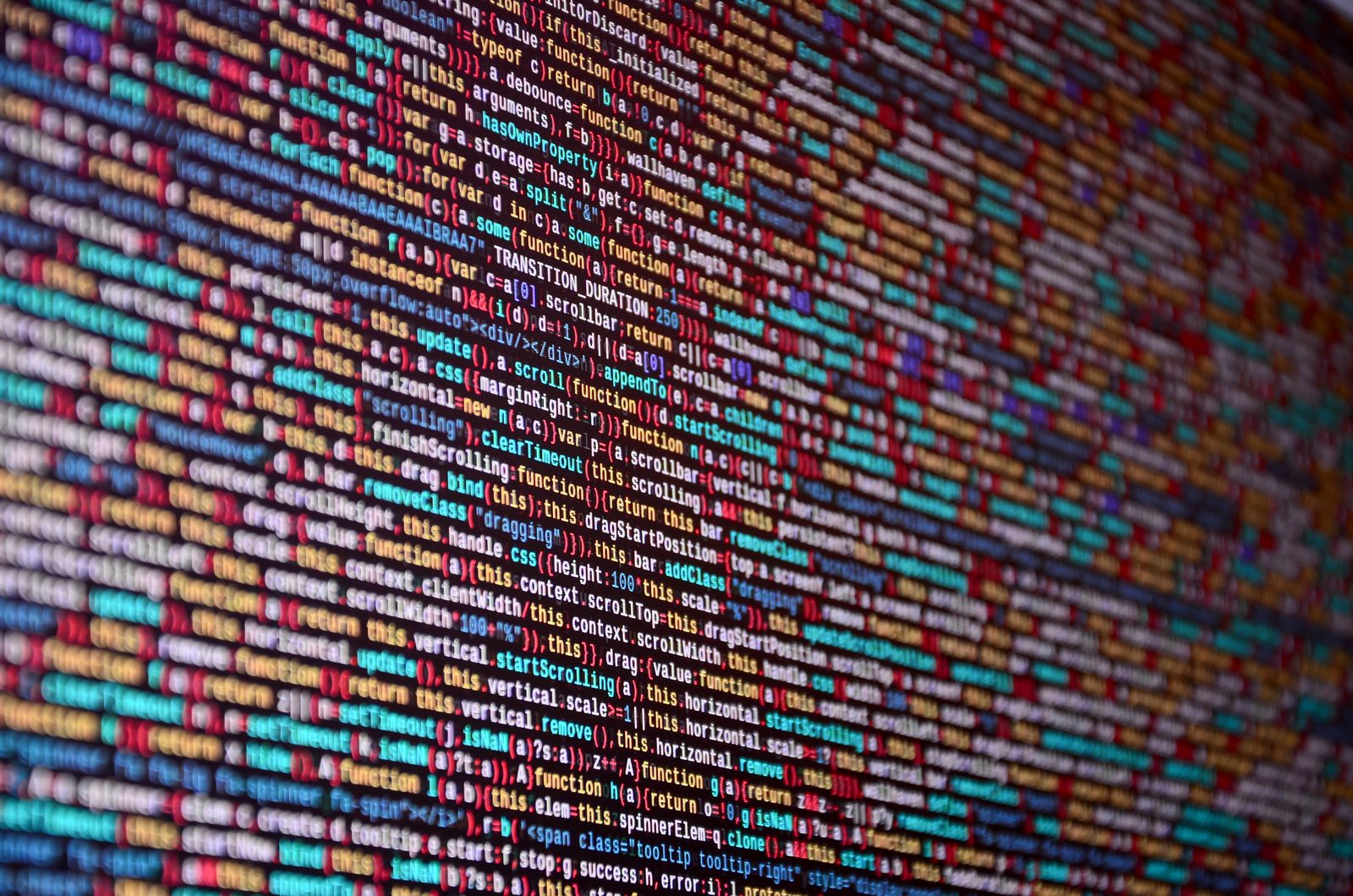 Rows of colorful code on a screen