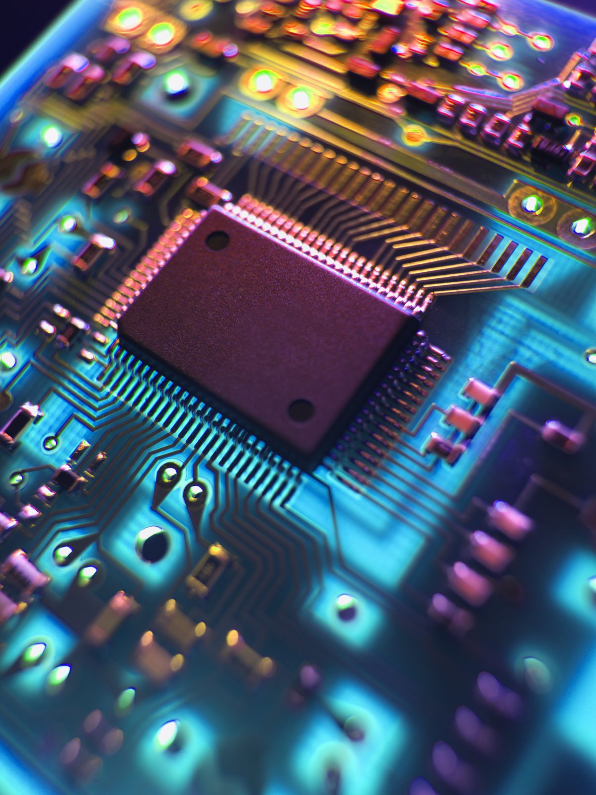 Illuminated computer chip on circuit board technol