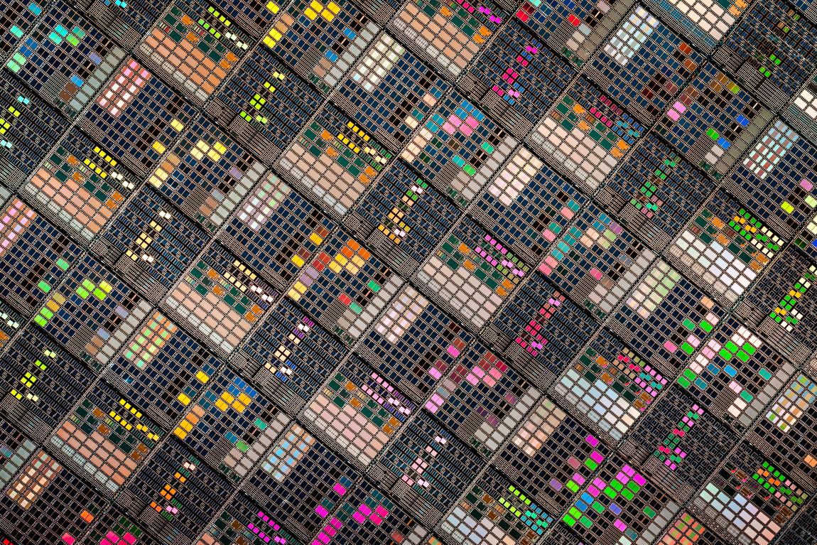 Microscopic view of a semiconductor silicon wafer