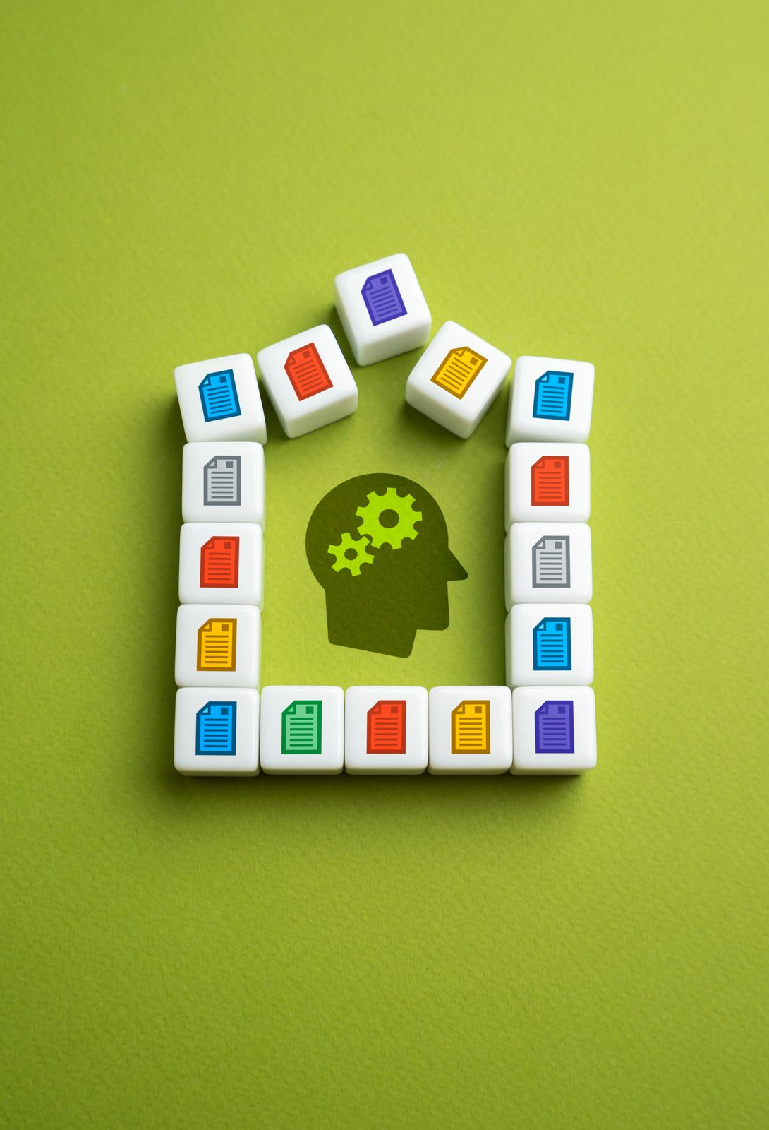Thinking process with gears and document puzzle pi